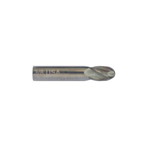 Carbide End Mill, 1/16 4 Flute Single End Ball Stub