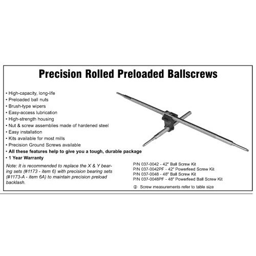 PN 037-0048, Precision Rolled Preloaded Ballscrew Kit 48"